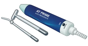 Aparelho de alta frequência utilizado na podologia, com eletrodos em vidro para tratamentos cicatrizantes, antifúngicos e anti-inflamatórios